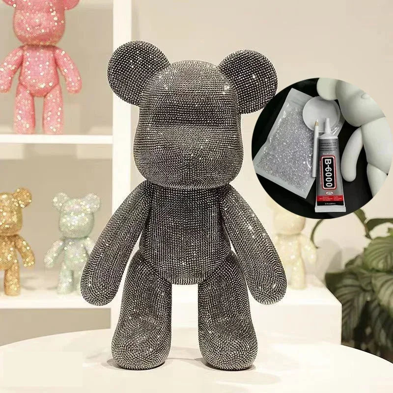 Glittering Rhinestone Bear Figurine - DIY Jewelry Decoration