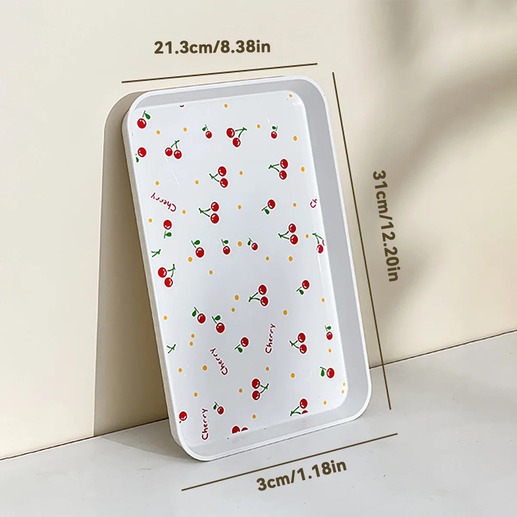 Cherry Pattern Decorative Serving Tray for Home & Kitchen