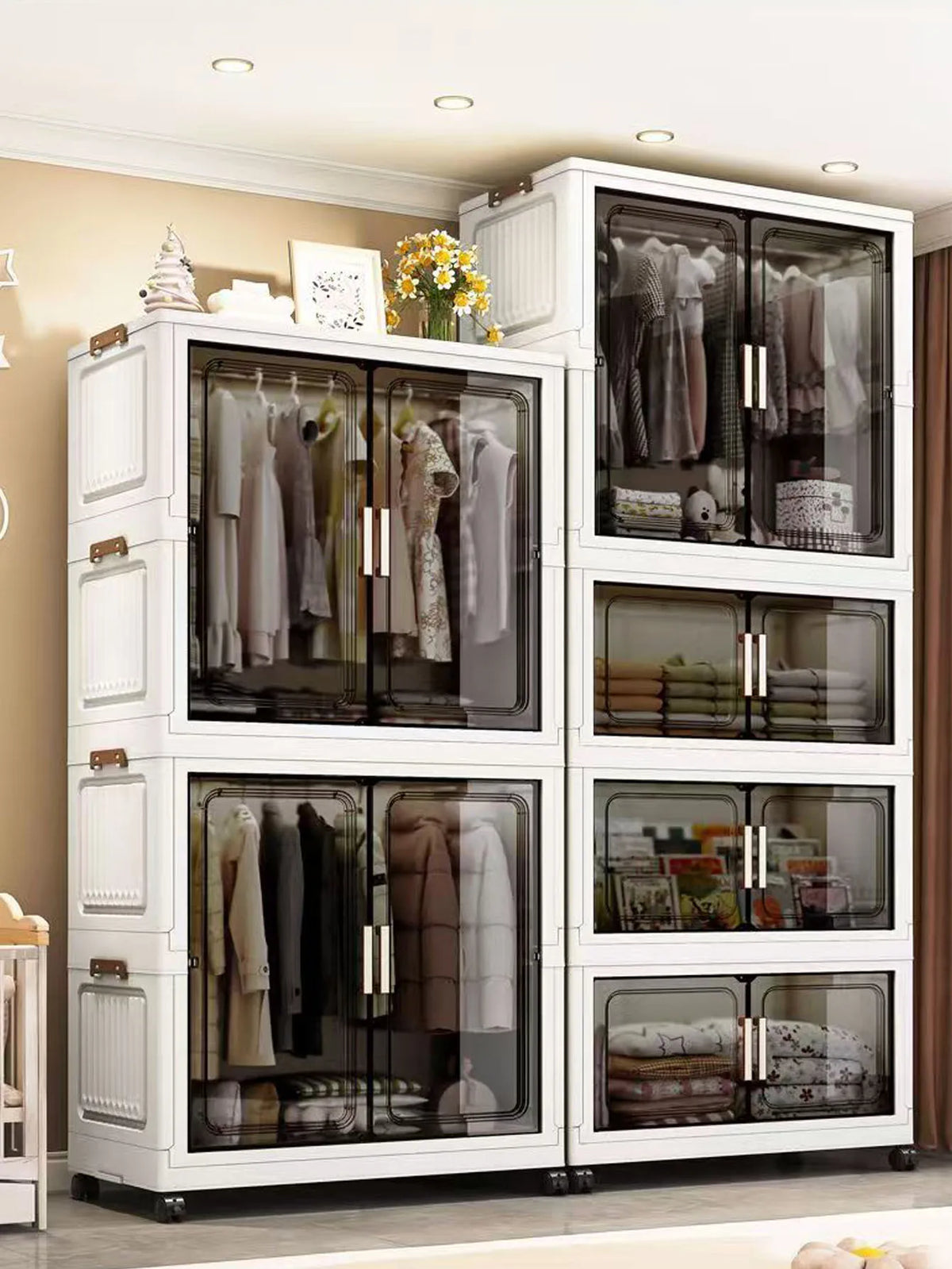 Folding Storage Cabinet - Multi-Use Organizer for Home & Kitchen