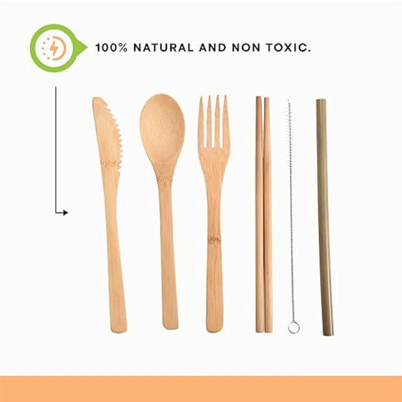 Eco-Friendly Bamboo Utensils Travel Set - Stylish & Portable Cutlery