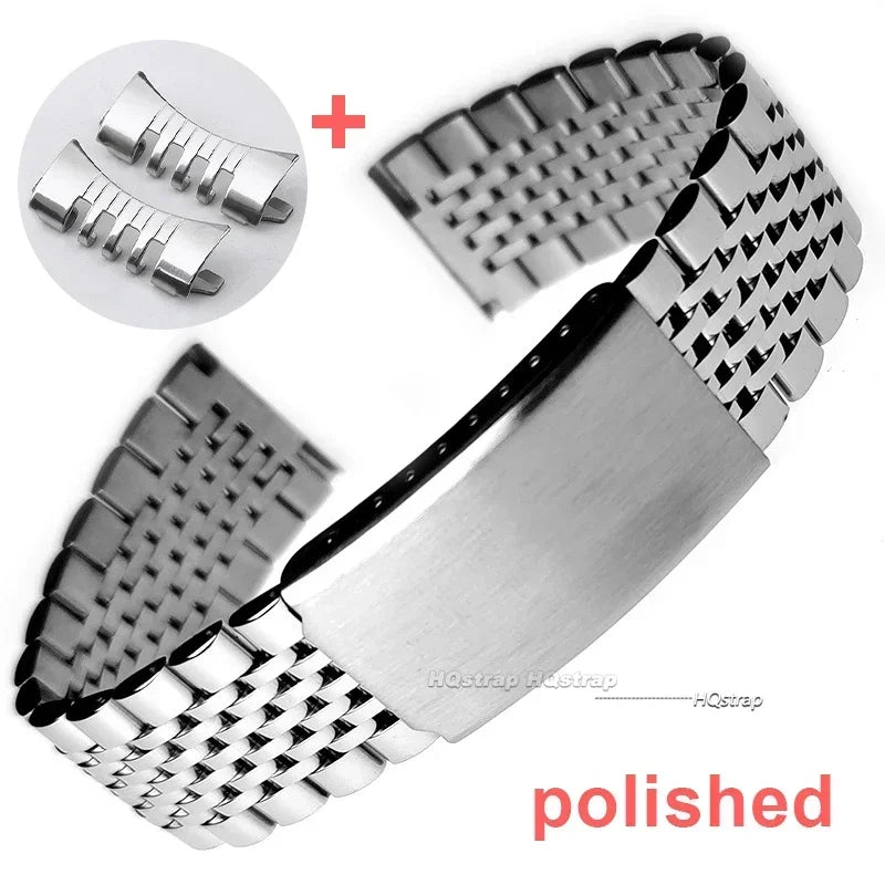 Premium Curved Stainless Steel Watch Band - 18mm, 20mm, 22mm Sizes