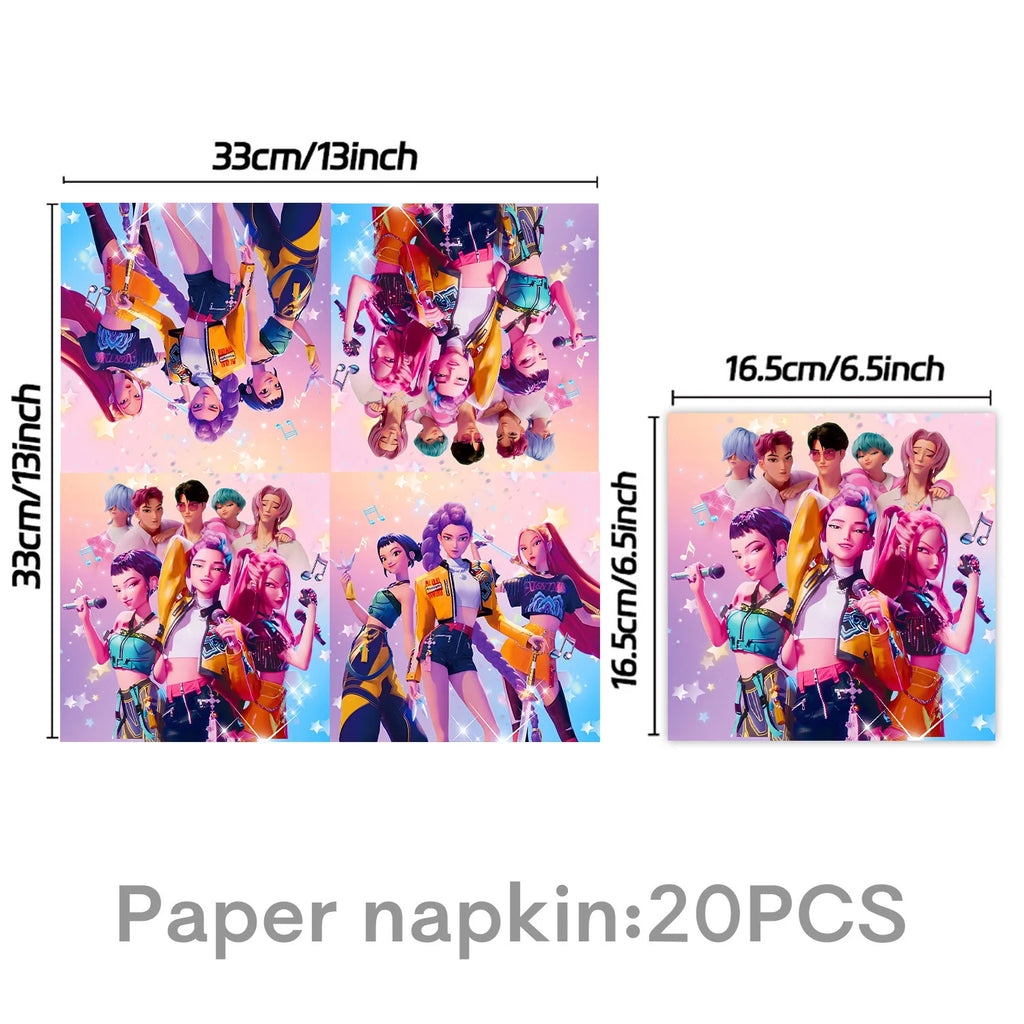 K-Pop Demon Hunters Birthday Party Supplies - Plates, Cups, Napkins & Decor