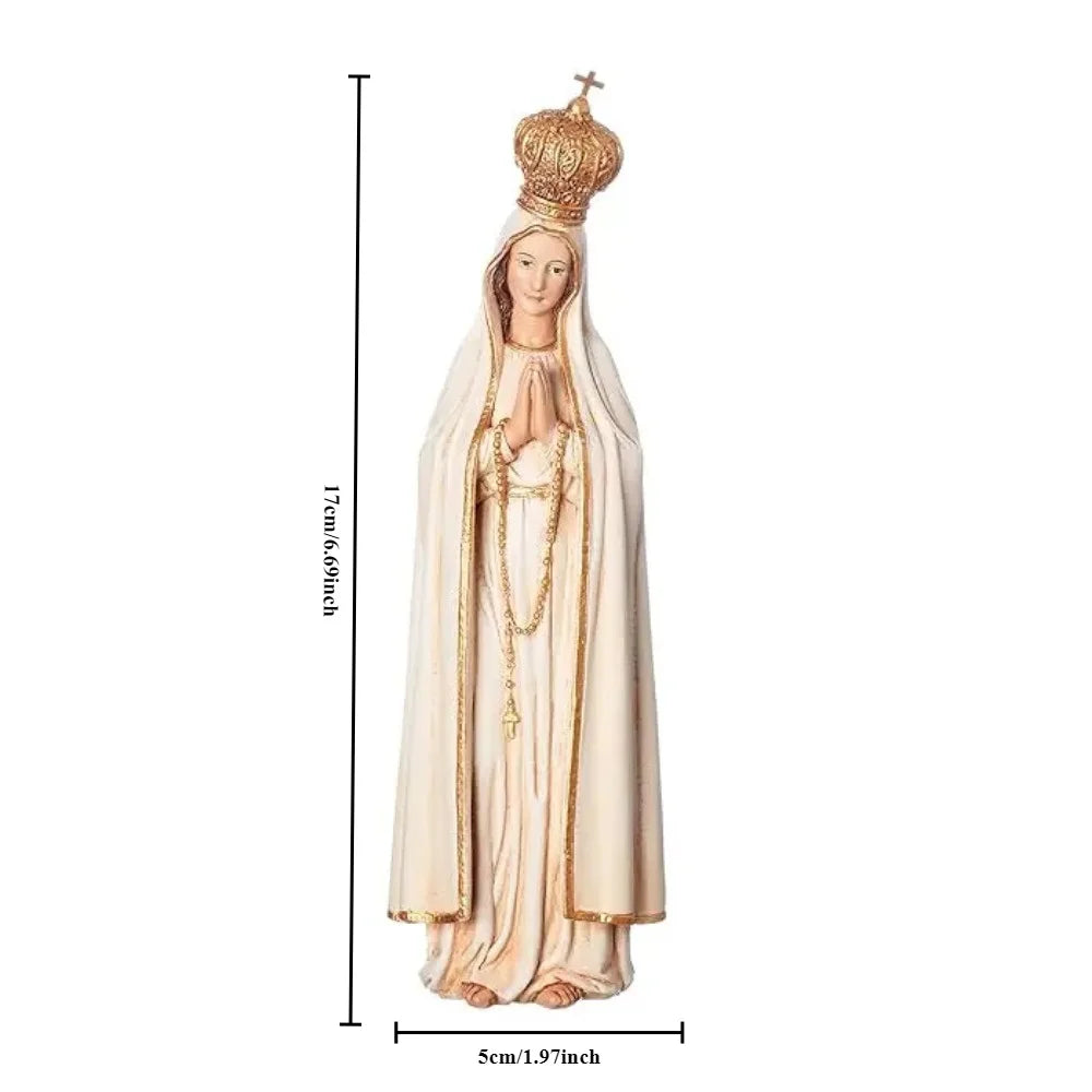 Elegant Our Lady of Fatima Resin Figurine - 17cm Spiritual Statue