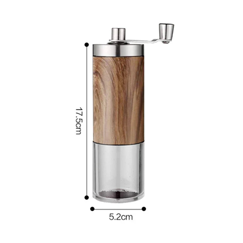 Portable Stainless Steel Manual Coffee Grinder with Wood Grain Design