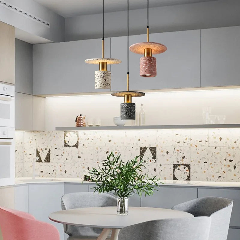 Modern Terrazzo Metal Pendant Lamp for Dining & Living Rooms