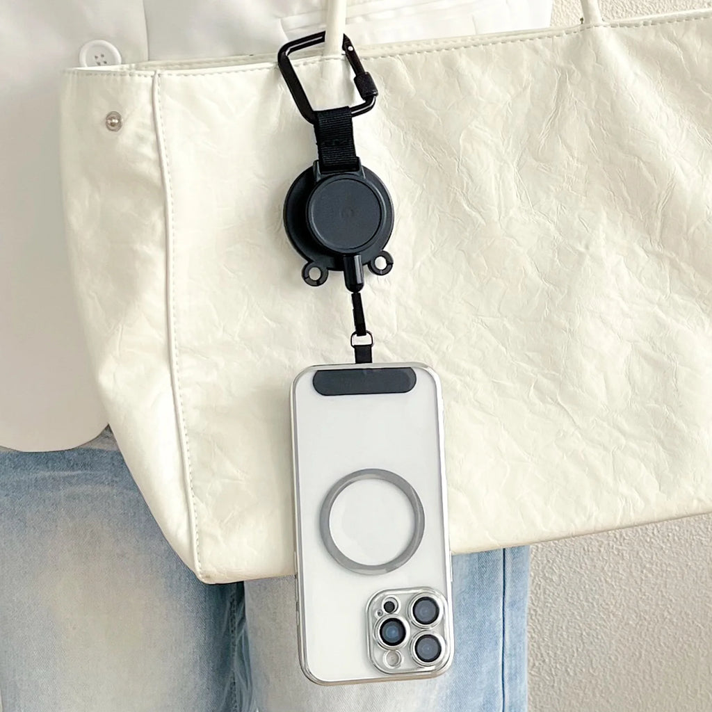 Magnetic Mobile Phone Holder with Retractable Carabiner - Anti-Lost Stand