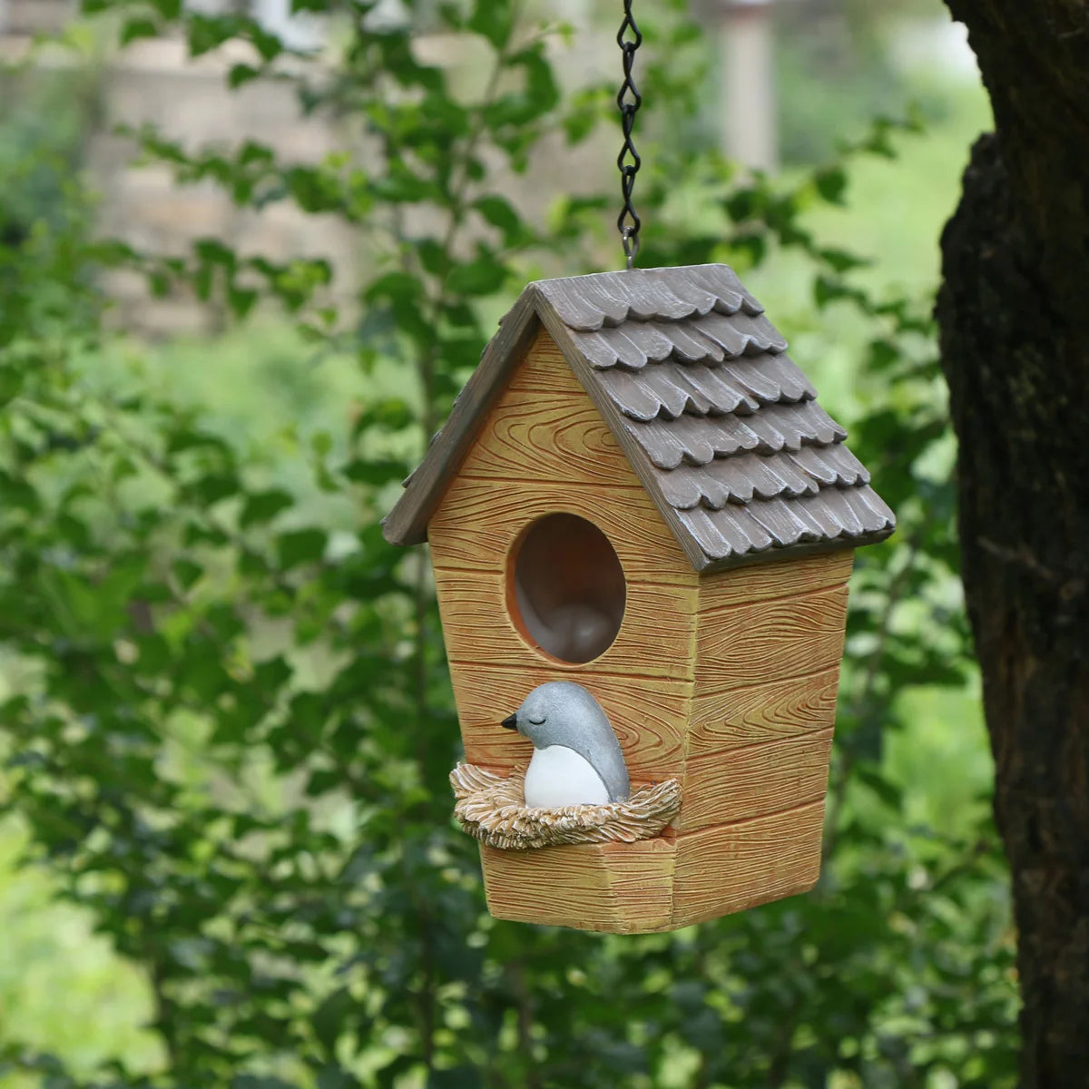 Cozy Whimsical Bird Nest Hanging Ornament for Garden Decor
