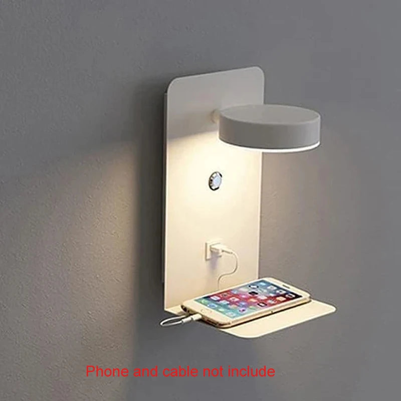 Modern 9W LED Wall Lamp with Touch Switch & USB Charging Port
