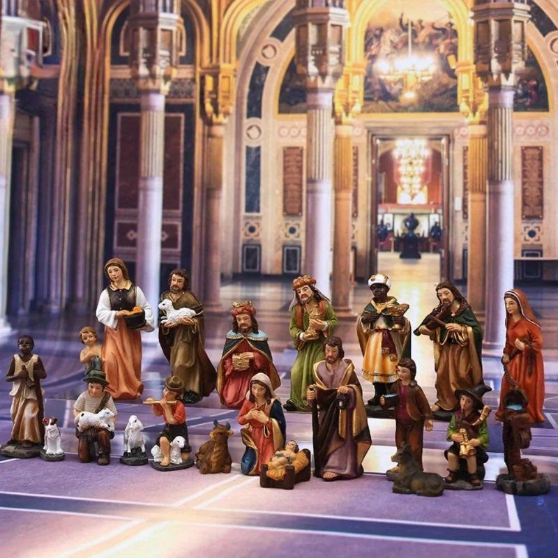 20-Piece Christmas Nativity Scene Set - Exquisite Resin Figurines