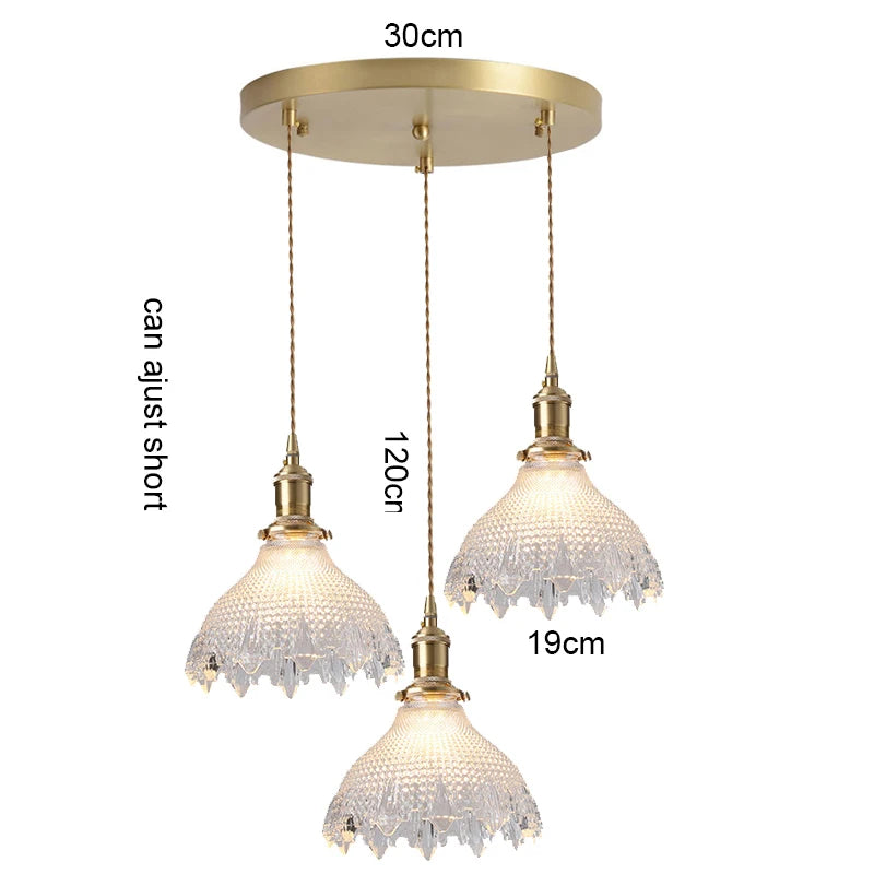Elegant Copper Glass LED Pendant Lamp for Living Room & Kitchen