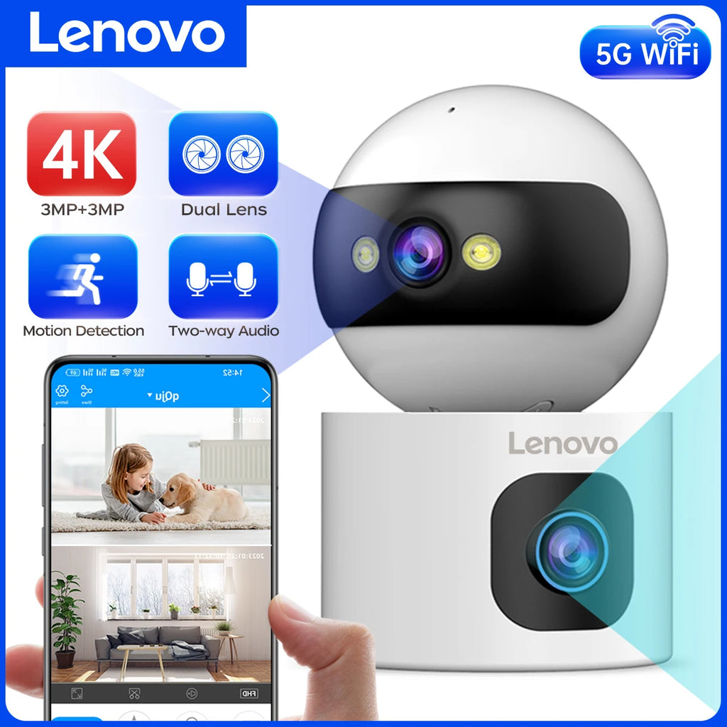 Lenovo 4K Wireless Dual Lens Smart Home Security Camera with Auto Tracking