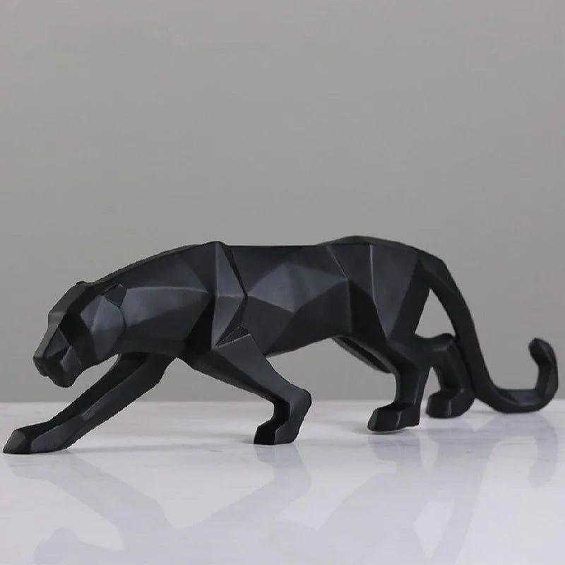 Modern Abstract Black Panther Sculpture - Unique Resin Art for Home Decor