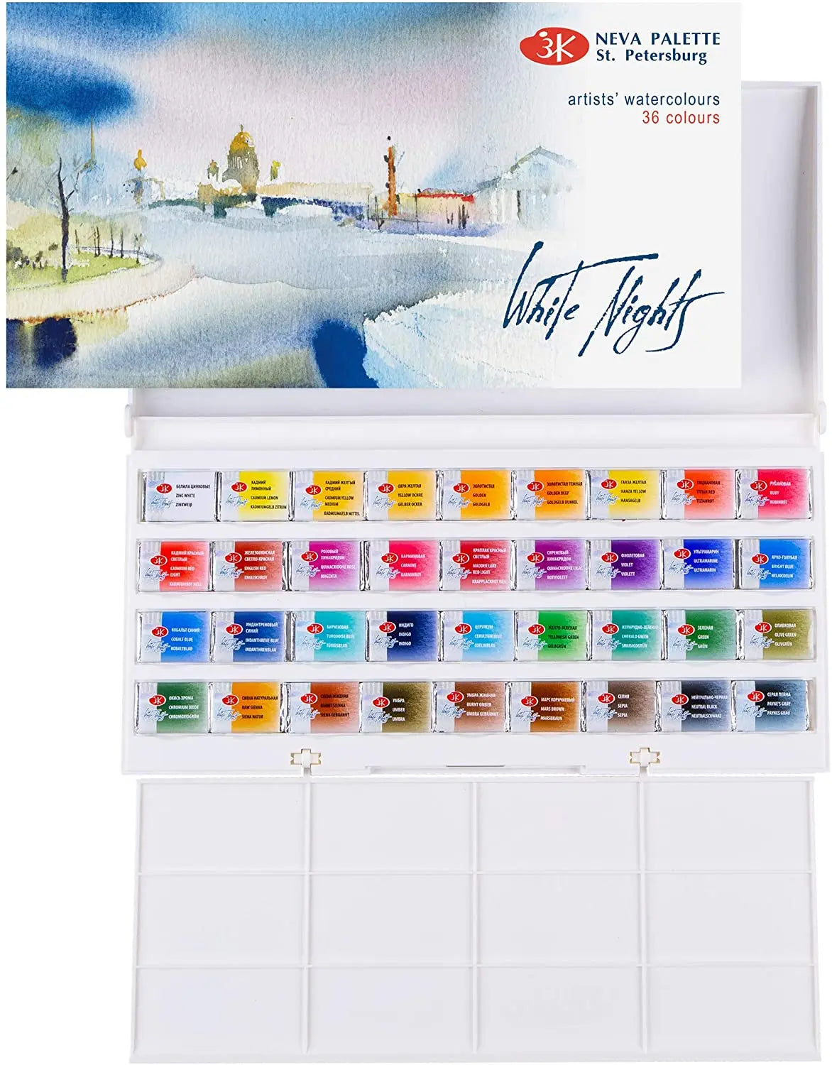 White Nights Artists' Watercolour Paint Set - Vivid Colors in 12/24/36 Pans