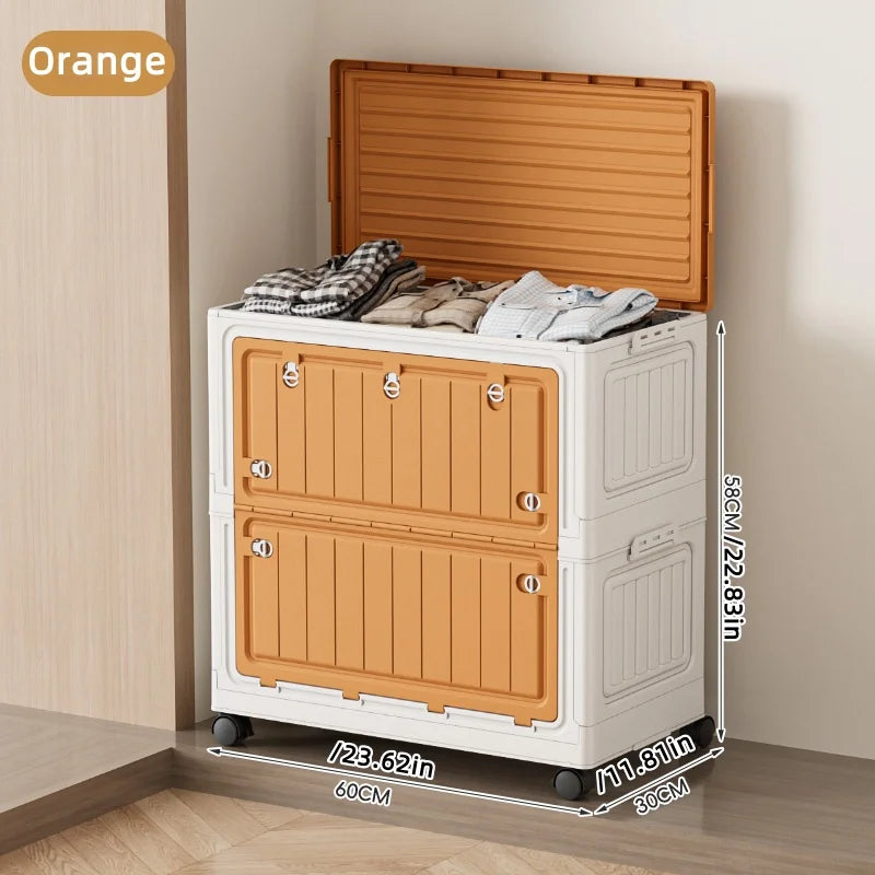 Foldable Storage Bin with Wheels - Space-Saving Organizer for Clothes & Toys