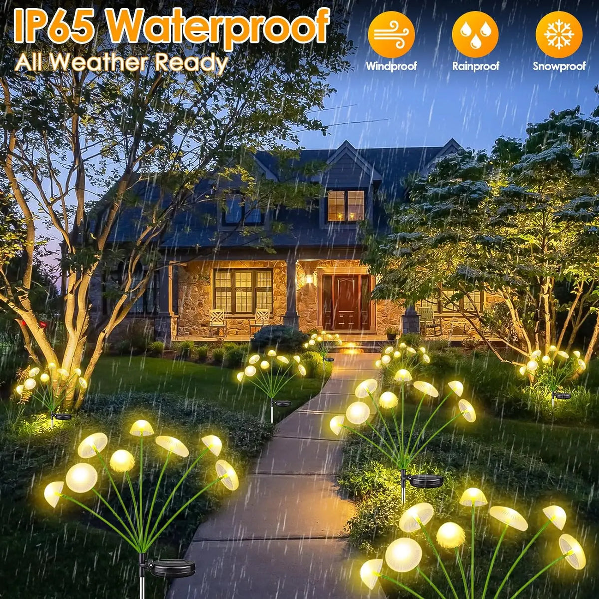 Waterproof Dual Mode LED Solar Mushroom Garden Lights for Ambiance