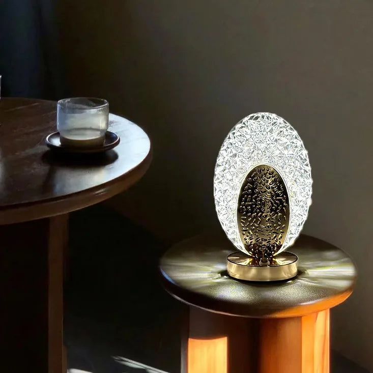 Stylish Modern Crystal Table Lamp with Touch Control & USB Charging
