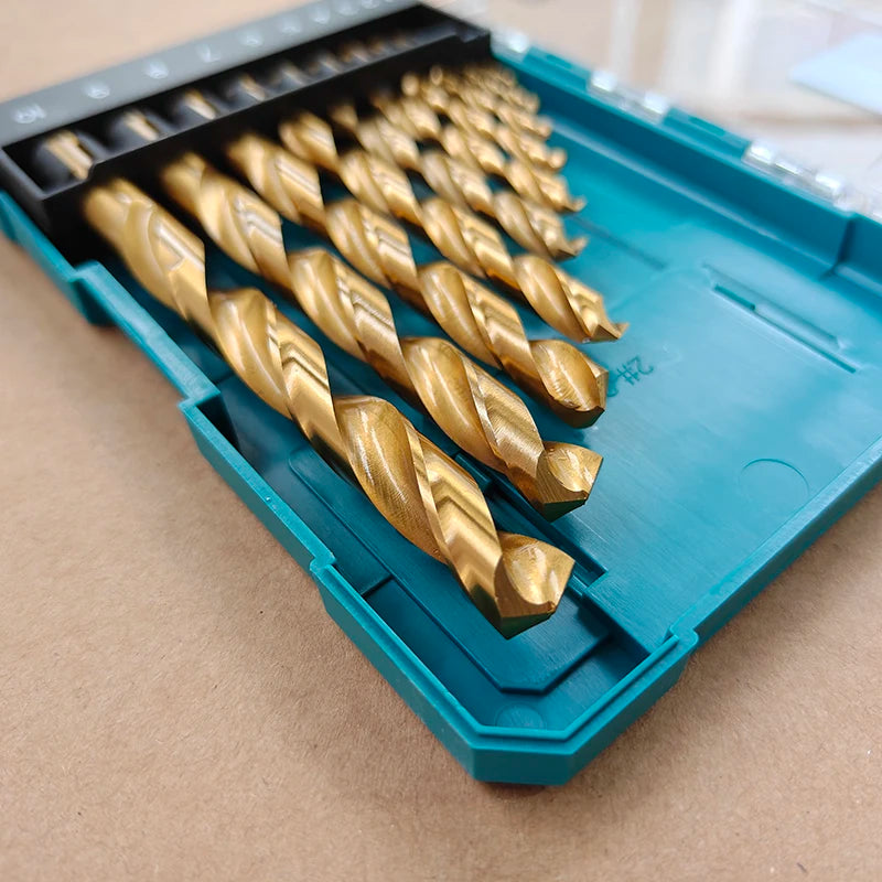 Makita 10PC HSS-TiN Titanium Drill Bit Set | Precision Metal & Wood