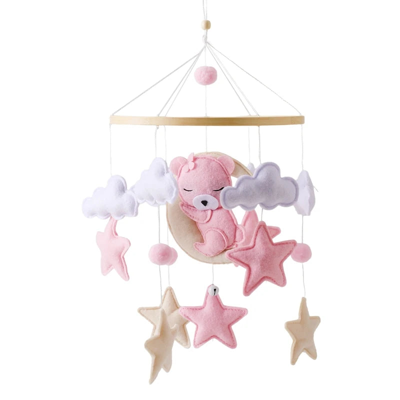 Wooden Baby Crib Mobile with Musical Rattle - Perfect Infant Toy