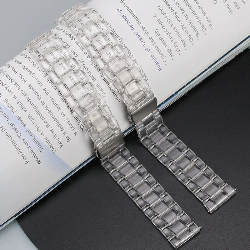 Versatile Transparent Resin Watch Strap for Samsung Galaxy & Xiaomi