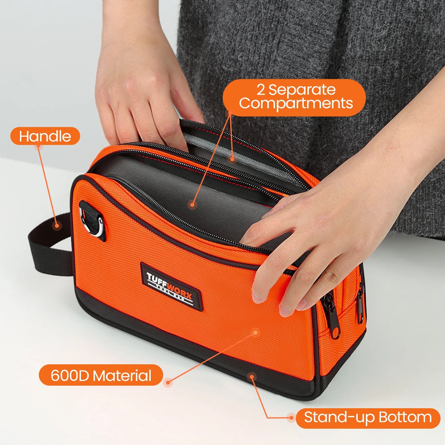 Compact Double-Zip Tool Storage Pouch - Durable, Multifunctional Design