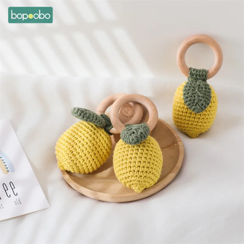 Bopoobo Baby Crochet Rattle Toy - Soft Wooden Teether & Infant Gym