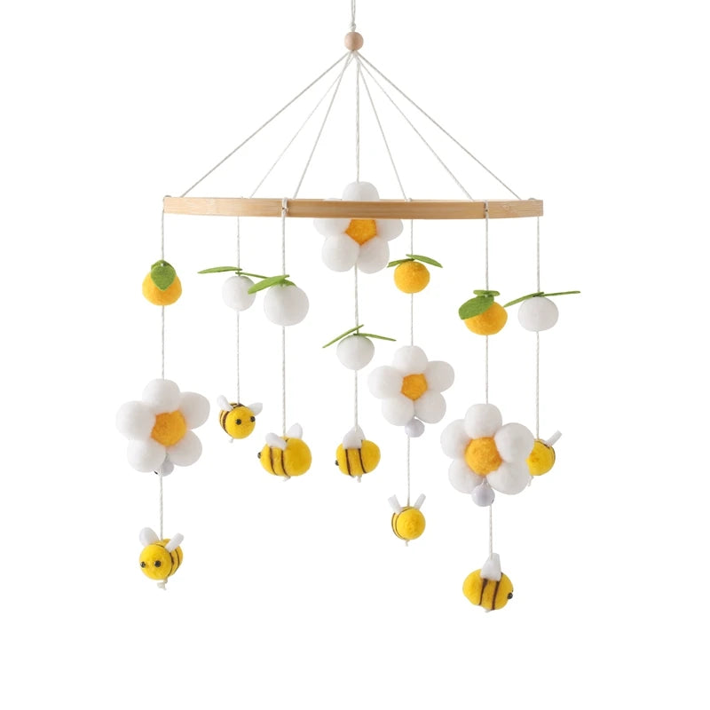 Wooden Baby Crib Mobile with Musical Rattle - Perfect Infant Toy