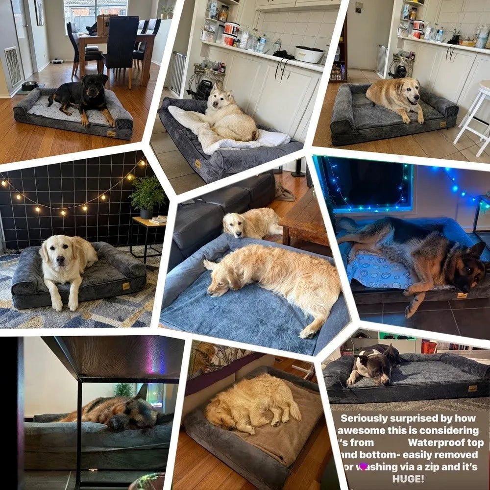XXL Calming Dog Bed - Orthopedic Memory Foam & Waterproof Cover