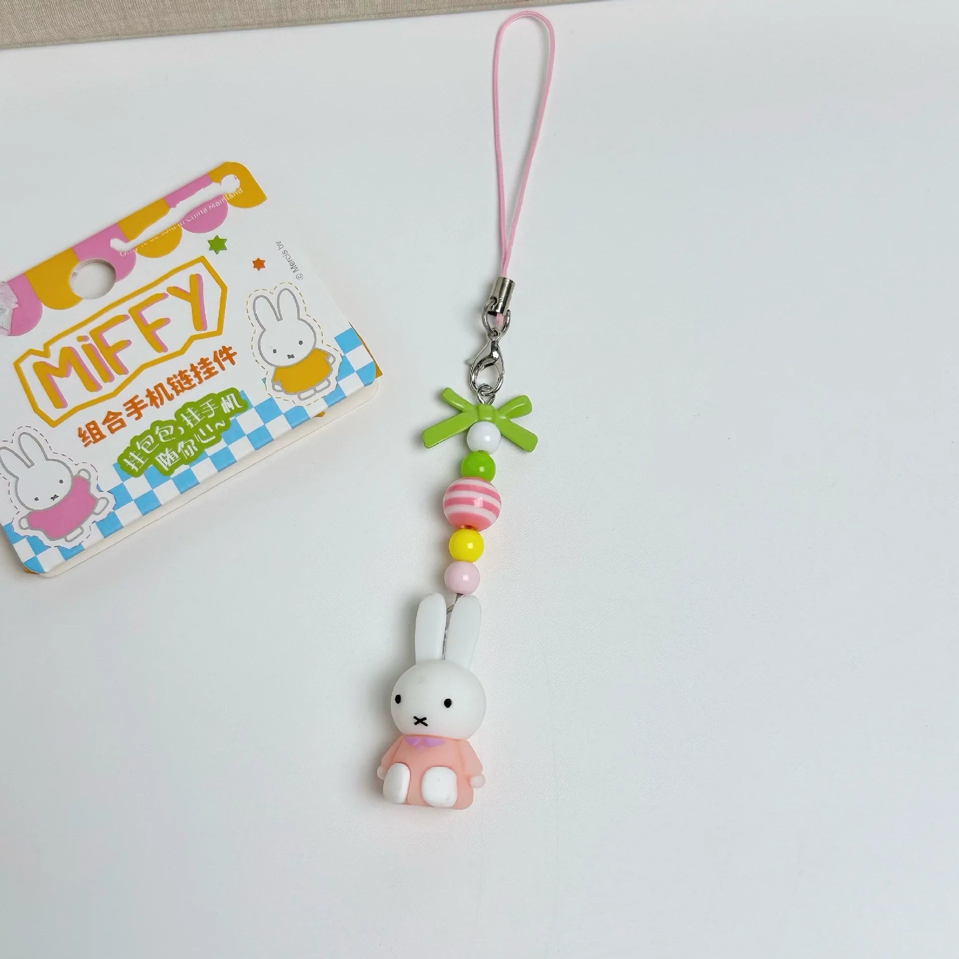 Kawaii Miffy Keychain - Cute Cartoon Rabbit with Bow for Girls