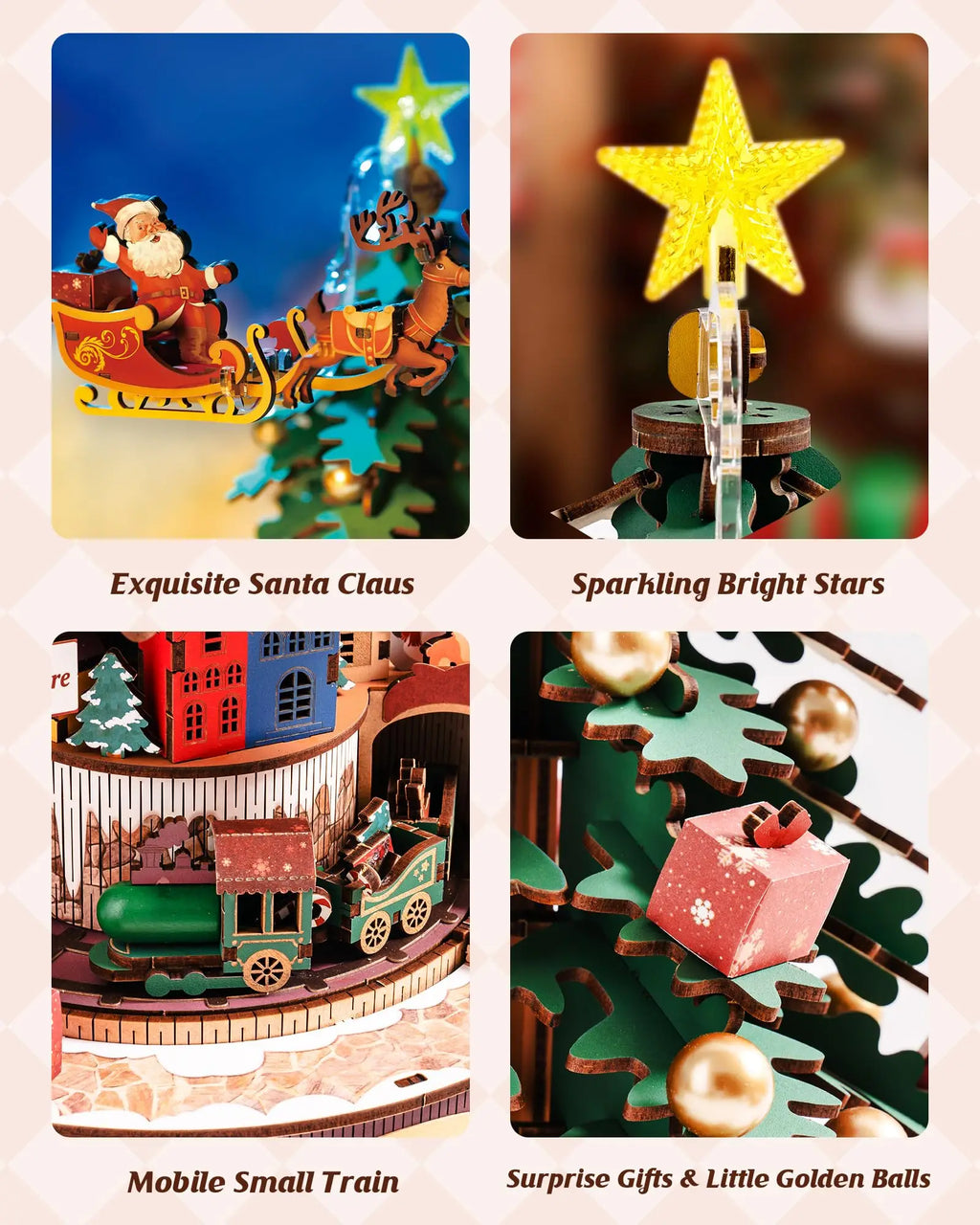 Robotime Christmas Melody Tree Music Box 3D Wooden Puzzle with Light