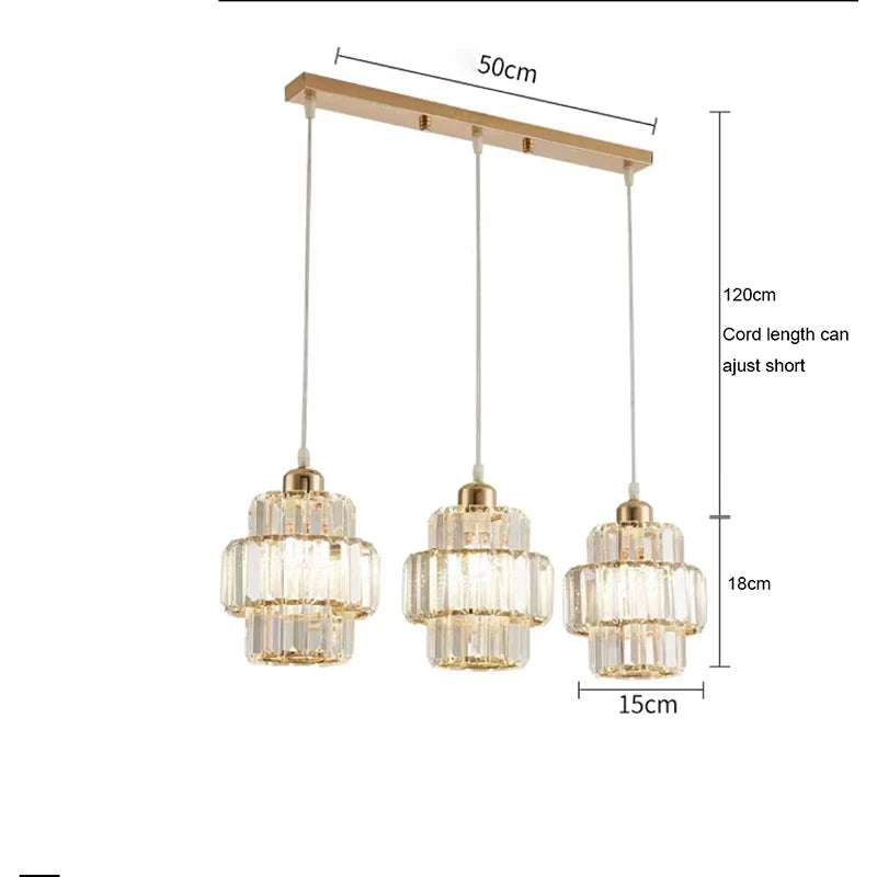 Luxury Crystal Chandelier - Modern LED Pendant Light for Dining Room
