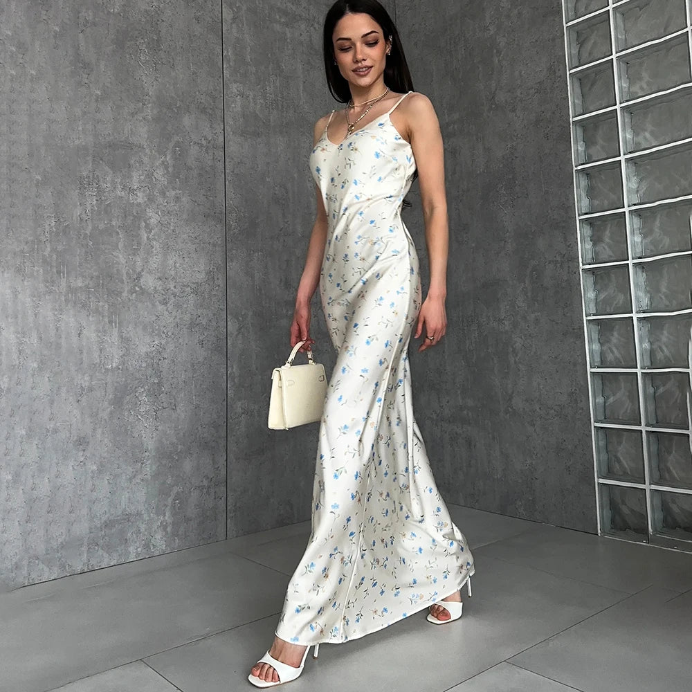 Elegant Satin Backless Evening Dress - Chic Women’s Party Style
