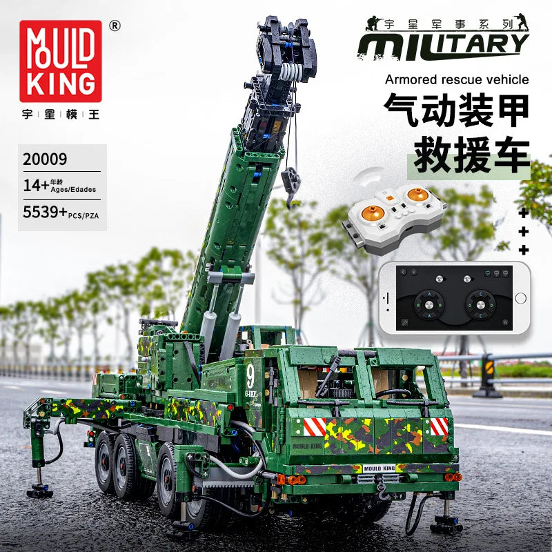 5539pcs Military Armoured Recovery Crane Building Blocks for Kids