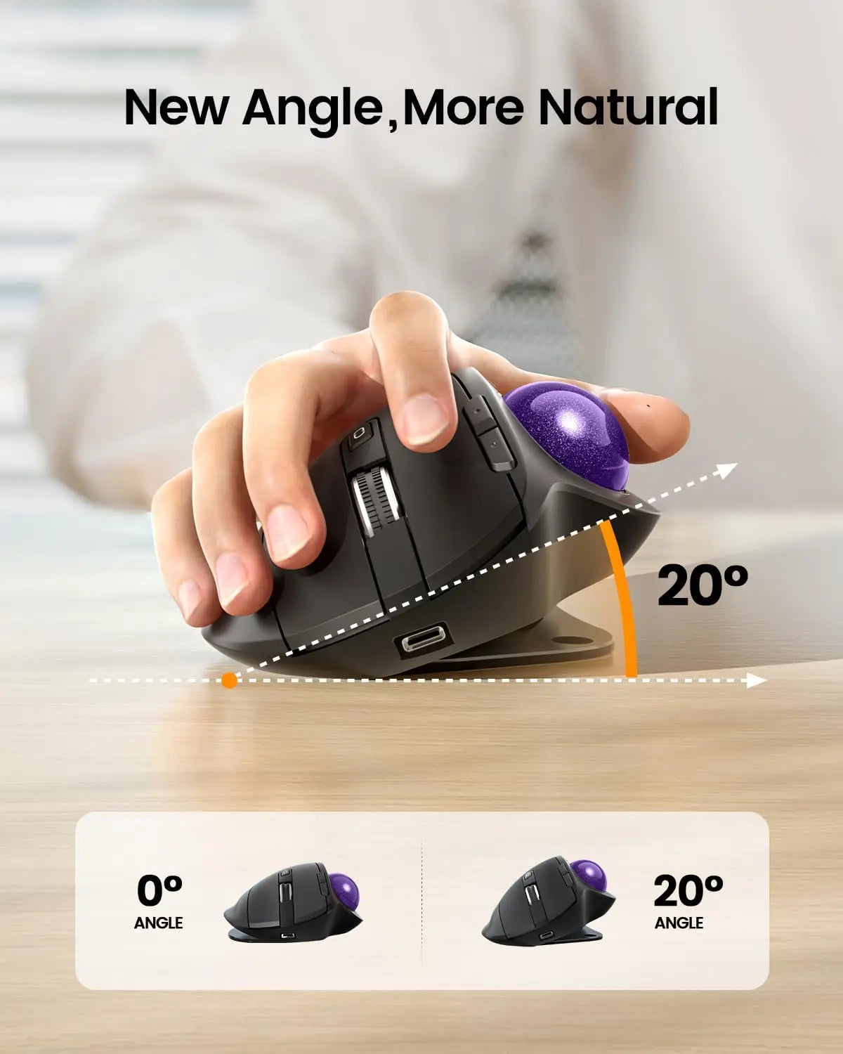 ProtoArc Ergonomic Bluetooth Trackball Mouse - Rechargeable Comfort