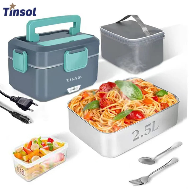 TINSOL 3.5L Electric Heated Lunch Box - Fast Heating for Meals on the Go