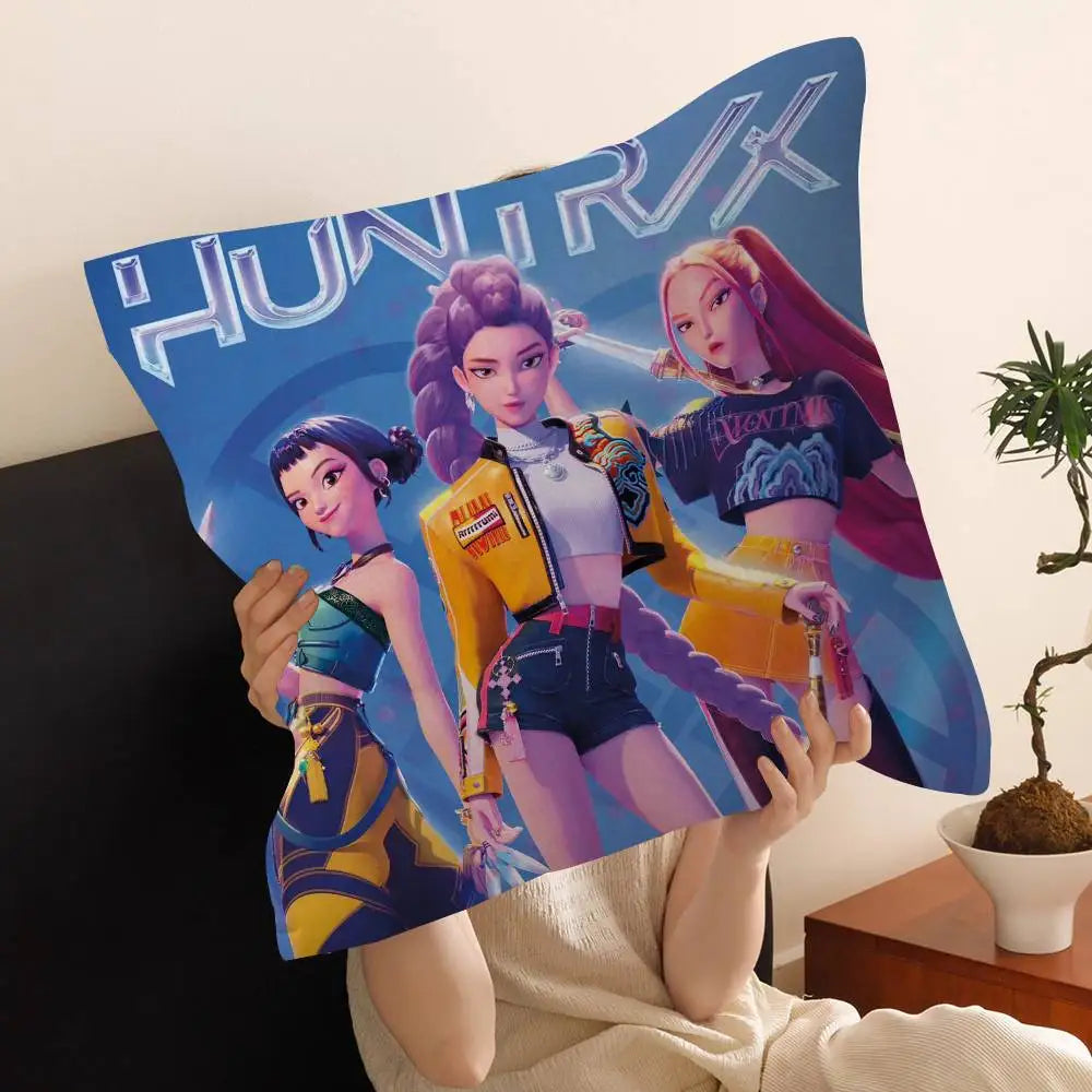 Kop-Cartoon K-Pop Demon Hunters Cushion Cover - Home Decor Pillow