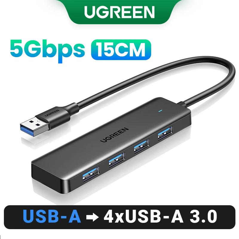 UGREEN USB 3.0 Hub - 4-Port Splitter for High-Speed Data Transfer