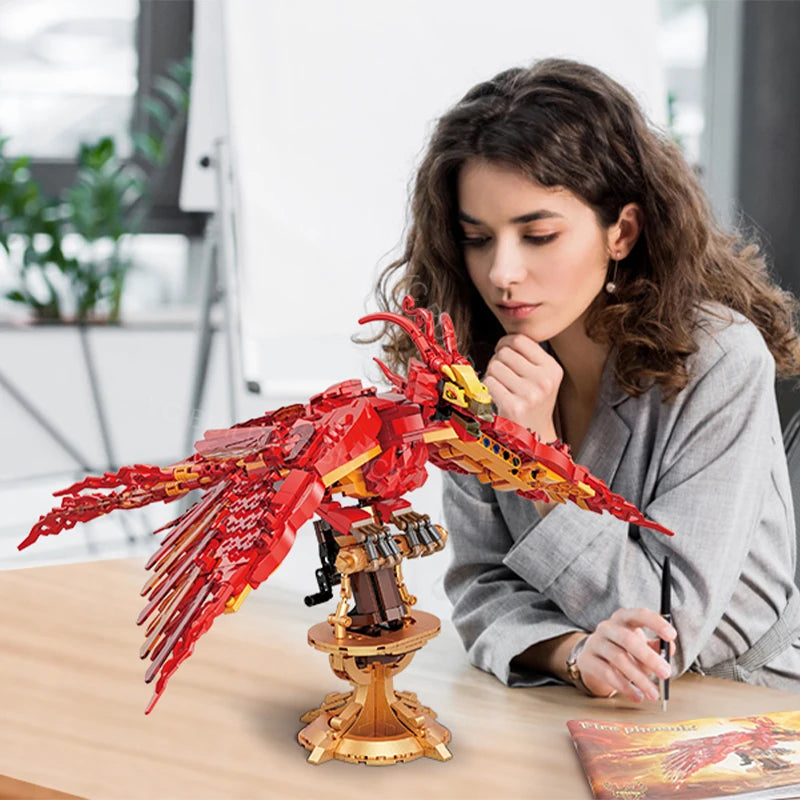 Fire Phoenix Kids Building Blocks - Mythical Bird Model Toy