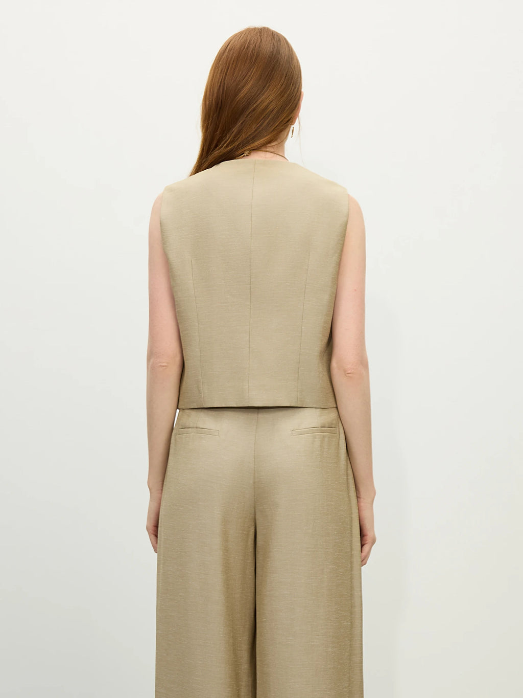 Vintage Eco Linen Wide-Leg Pants & Vest Set for Elegant Style