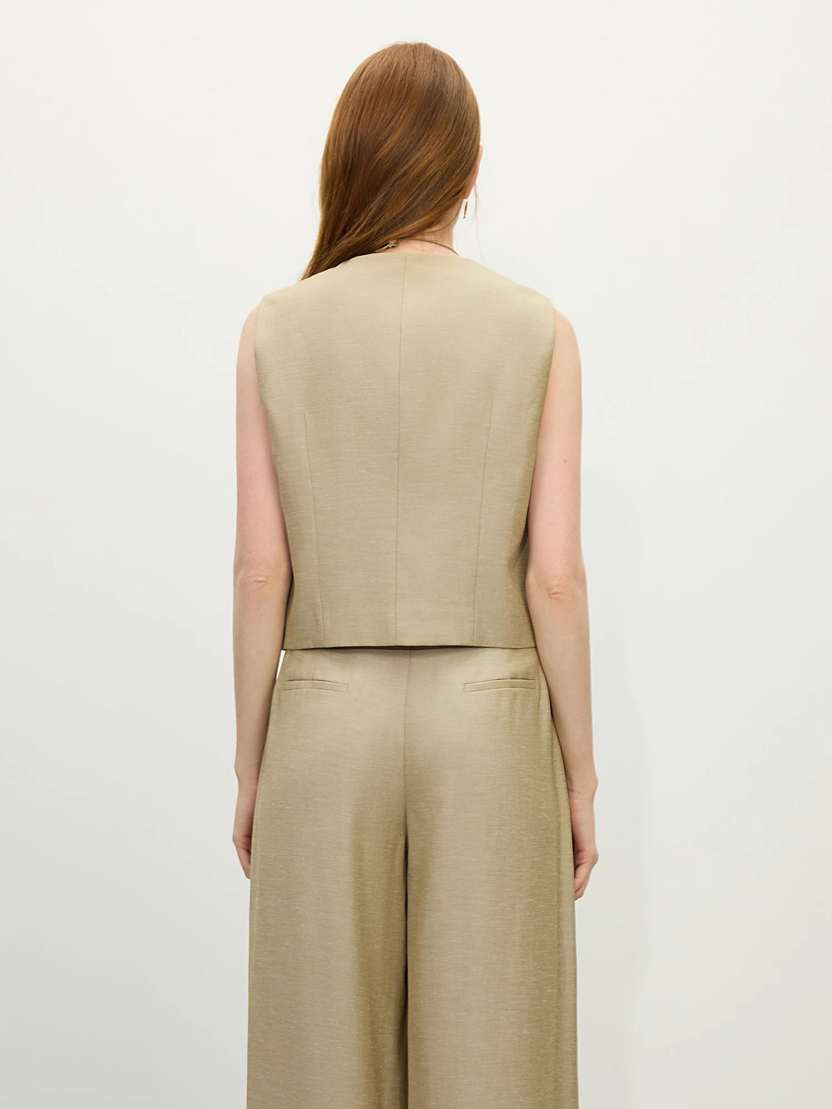 Vintage Eco Linen Wide-Leg Pants & Vest Set for Elegant Style