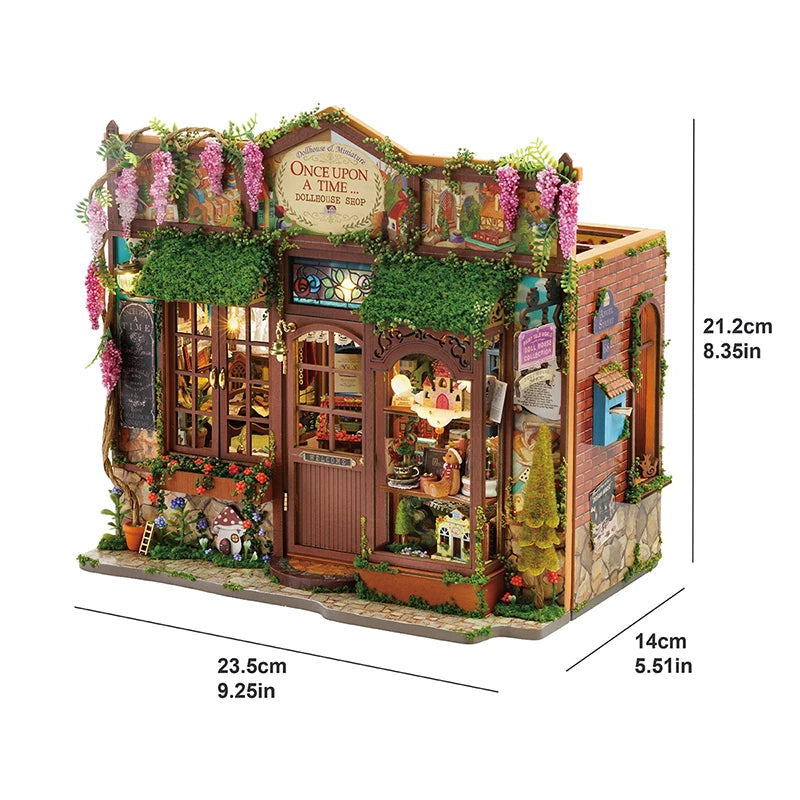 DIY Fairy-Tale Wonderhouse Wooden Miniature Dollhouse Kit with Furniture