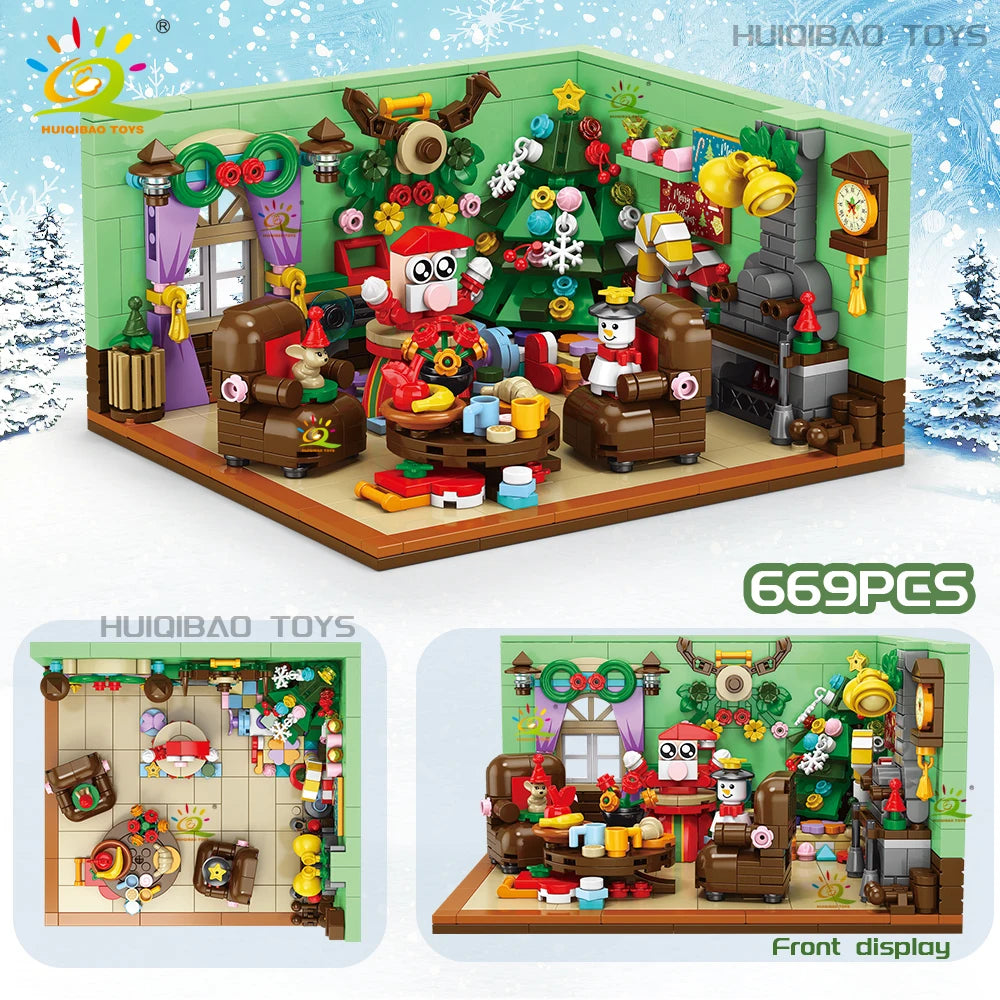 HUIQIBAO Christmas Train Countdown Building Block Set for Kids & Adults