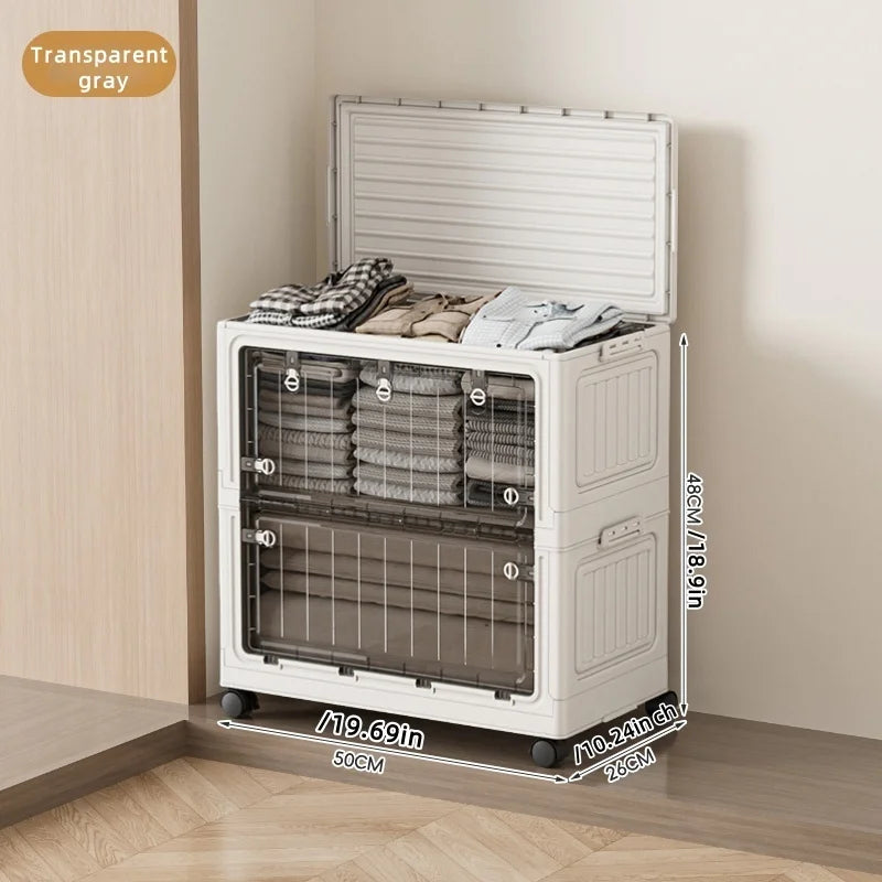 Foldable Storage Bin with Wheels - Space-Saving Organizer for Clothes & Toys