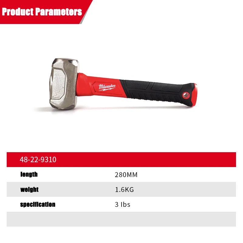 Milwaukee 3-Pound Stonemason Hammer for Wall Demolition & Chiseling