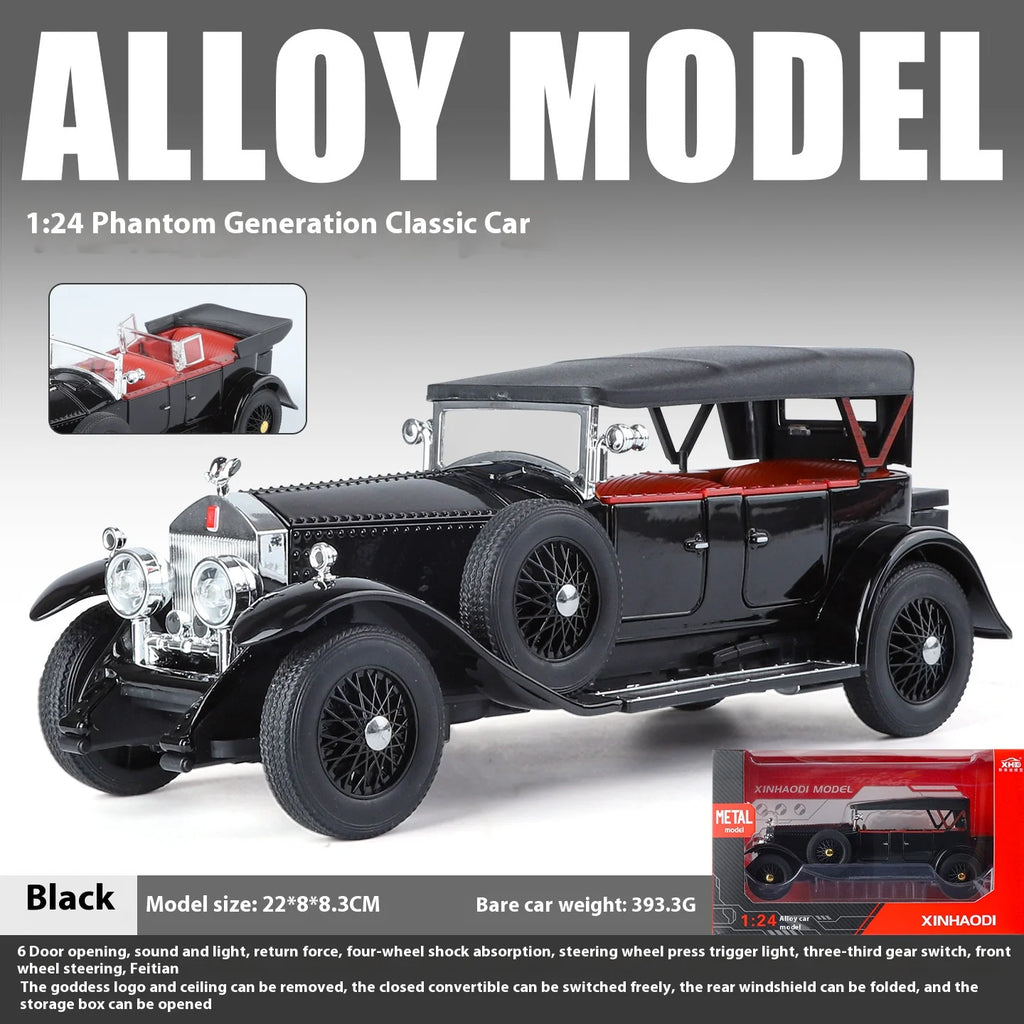 1:24 Retro Phantom Classic Car Model with Sound & Light Features