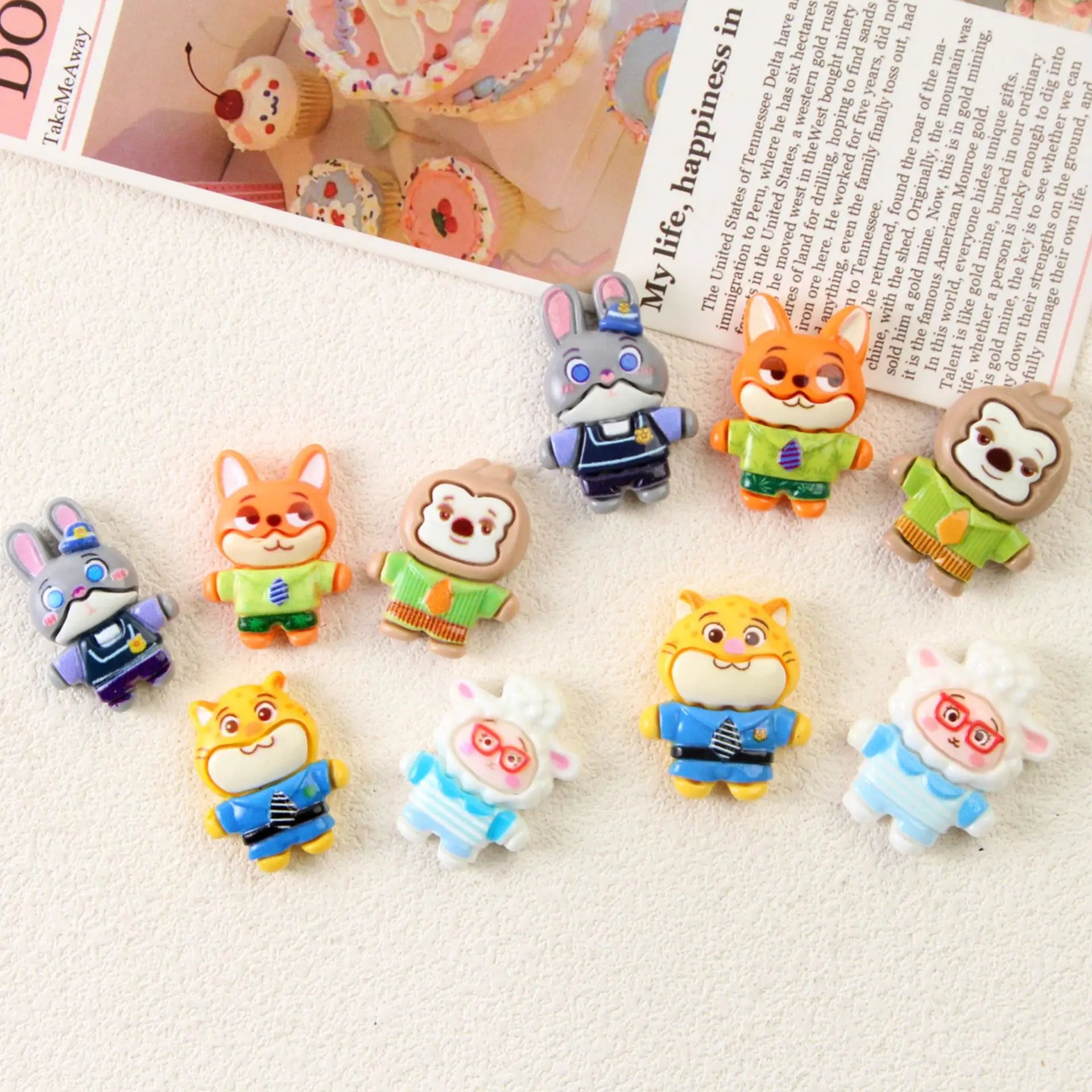 10/100PCS Colorful Cartoon Animal Resin Jewelry Craft Kit