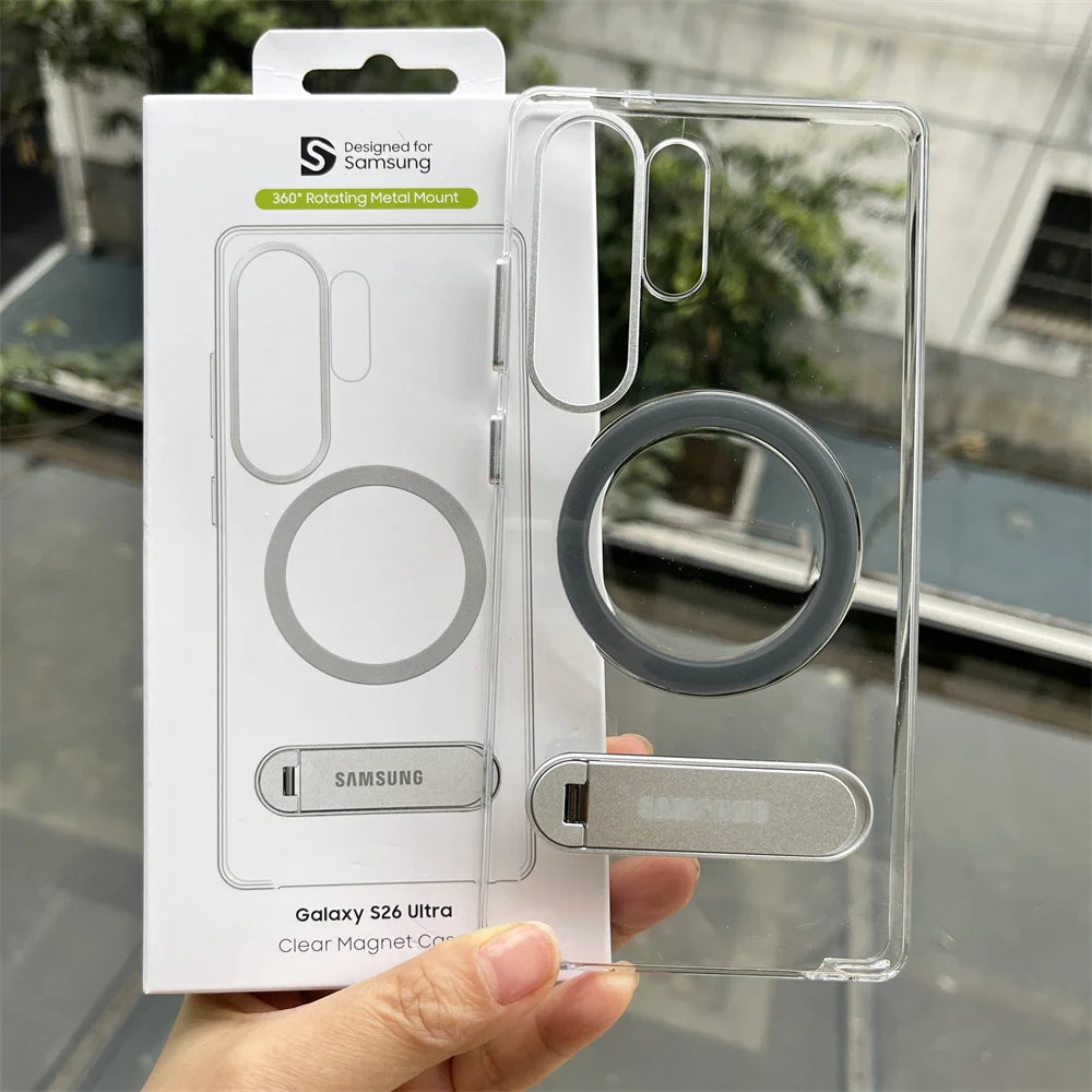 Samsung Clear Magnetic Phone Case with Kickstand for Galaxy S26/S25