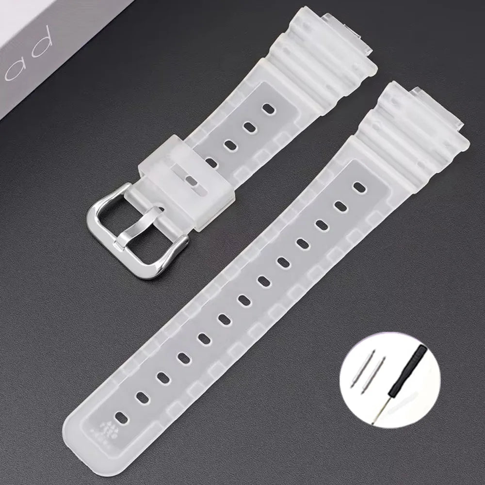 16mm Waterproof Silicone Watch Strap for Casio Models | Silver Buckle