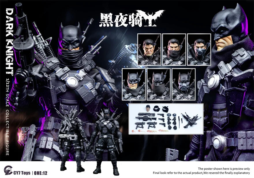 CY7toys 1/12 Scale Bat Hero Knight Action Figure - Full Accessories Set