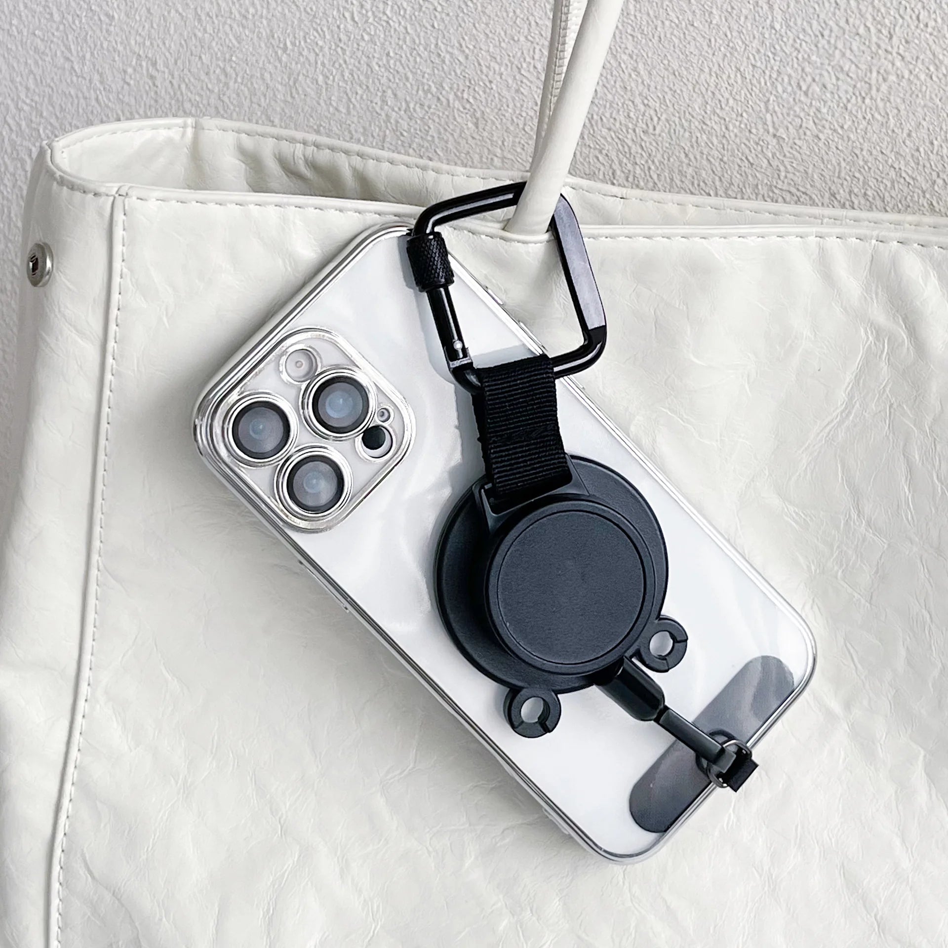 Magnetic Mobile Phone Holder with Retractable Carabiner - Anti-Lost Stand