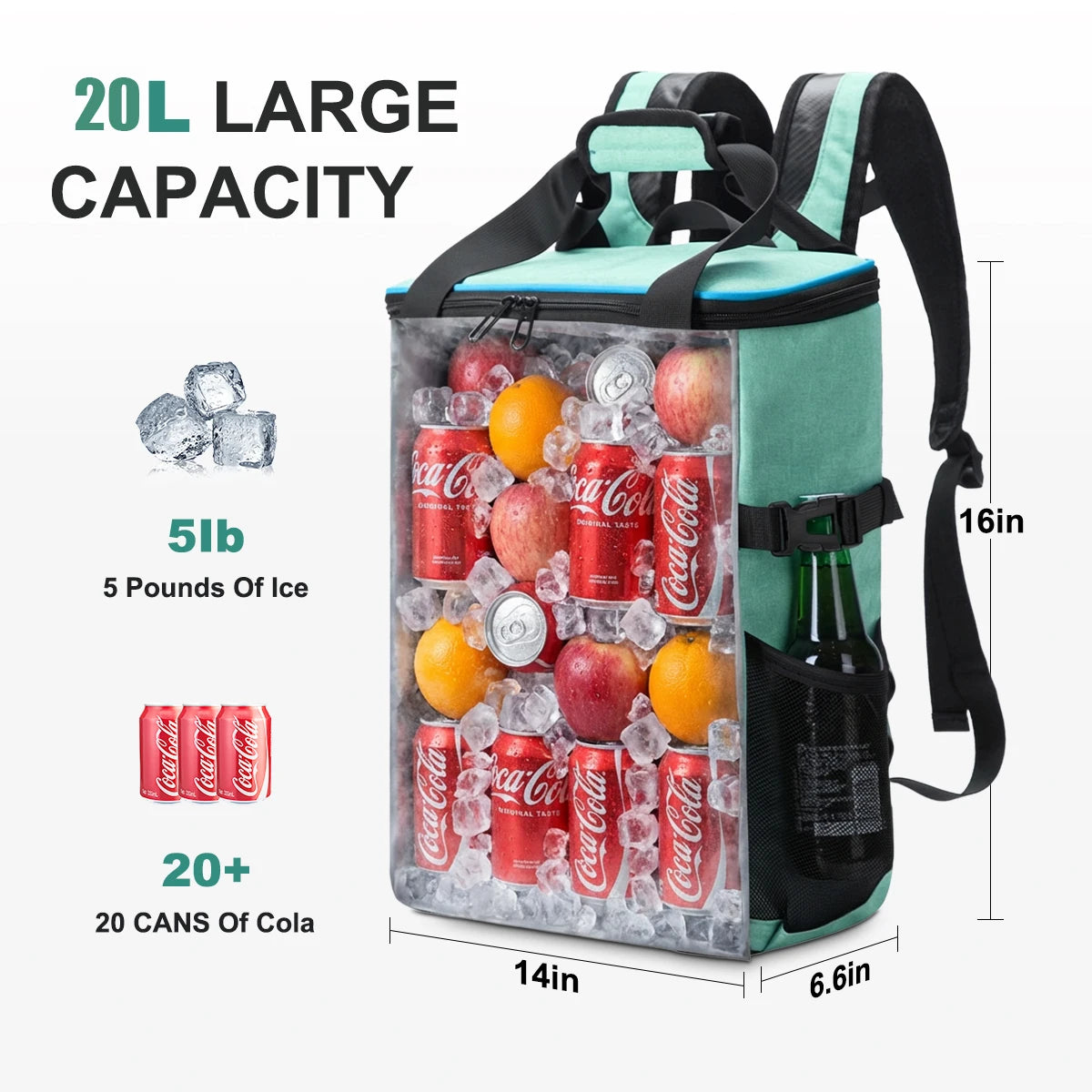Iculbag Insulated Cooler Backpack - 20Cans Leak-Proof for Outdoor Fun
